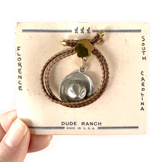 Vintage Dangle Brooch, Western Cowboy Cowgirl Hat… - image 2
