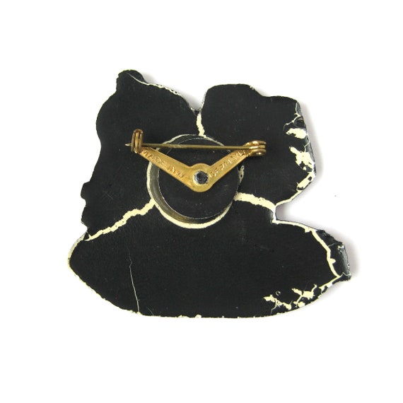 Vintage Hand Painted Brooch, Dark Hair Couple, Ru… - image 5
