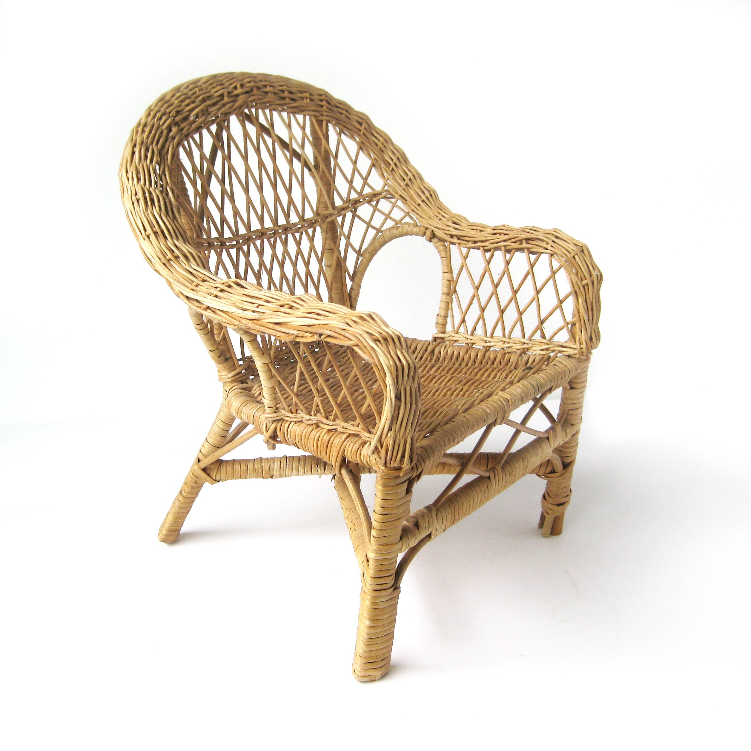 Vintage Wicker Chair Plant Stand Doll Furniture Boho Chic Etsy