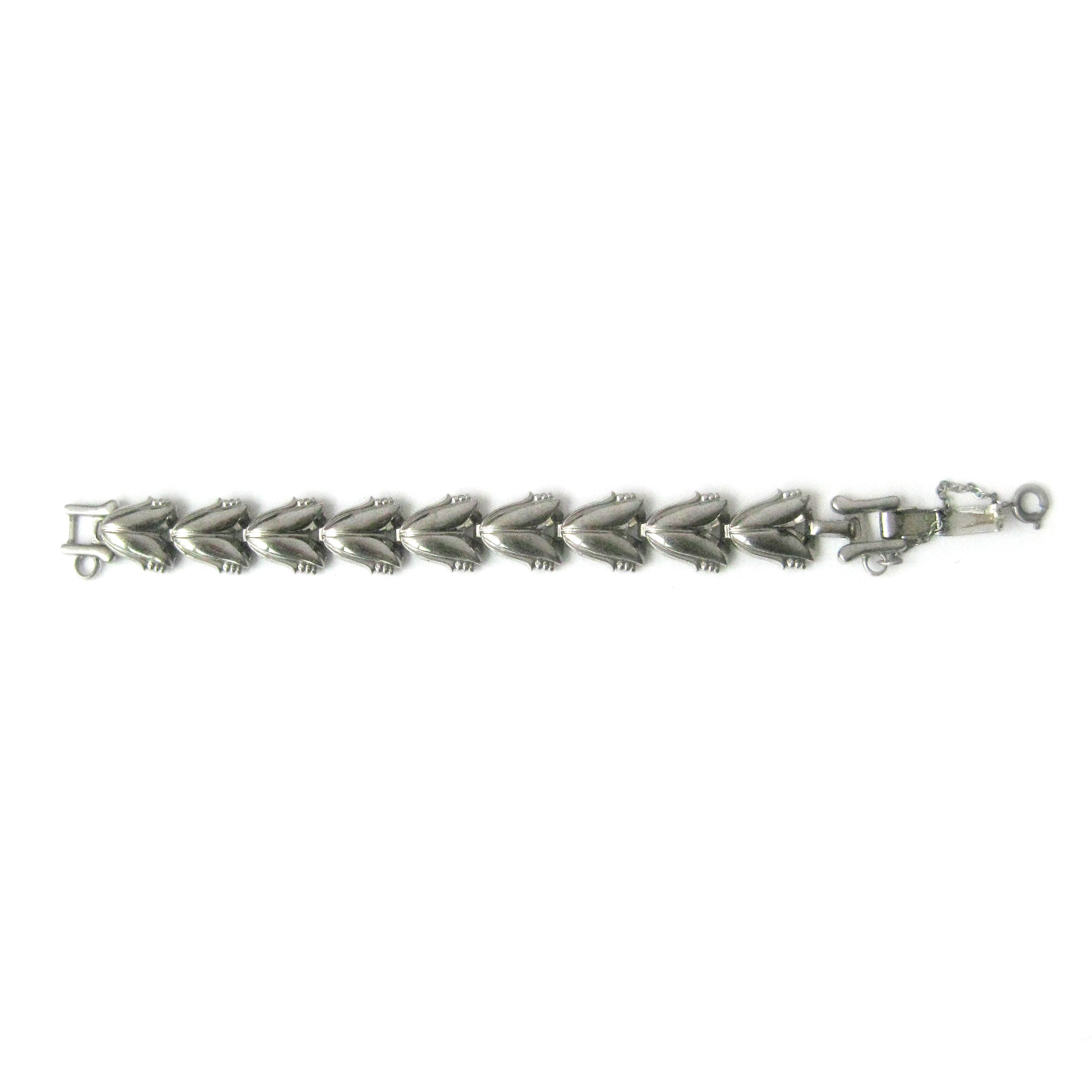 アクセサリー 1950's Classic chain silver925 bracelet Vintage Barclay Silver-tone Leaf Bracelet: 1950s Costume Jewelry