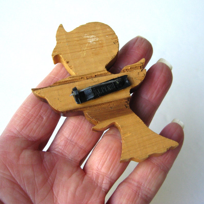 Chirping Bird Brooch Vintage Pin 1940s BIRD Brooch Vintage Jewelry Vintage Wood Jewelry