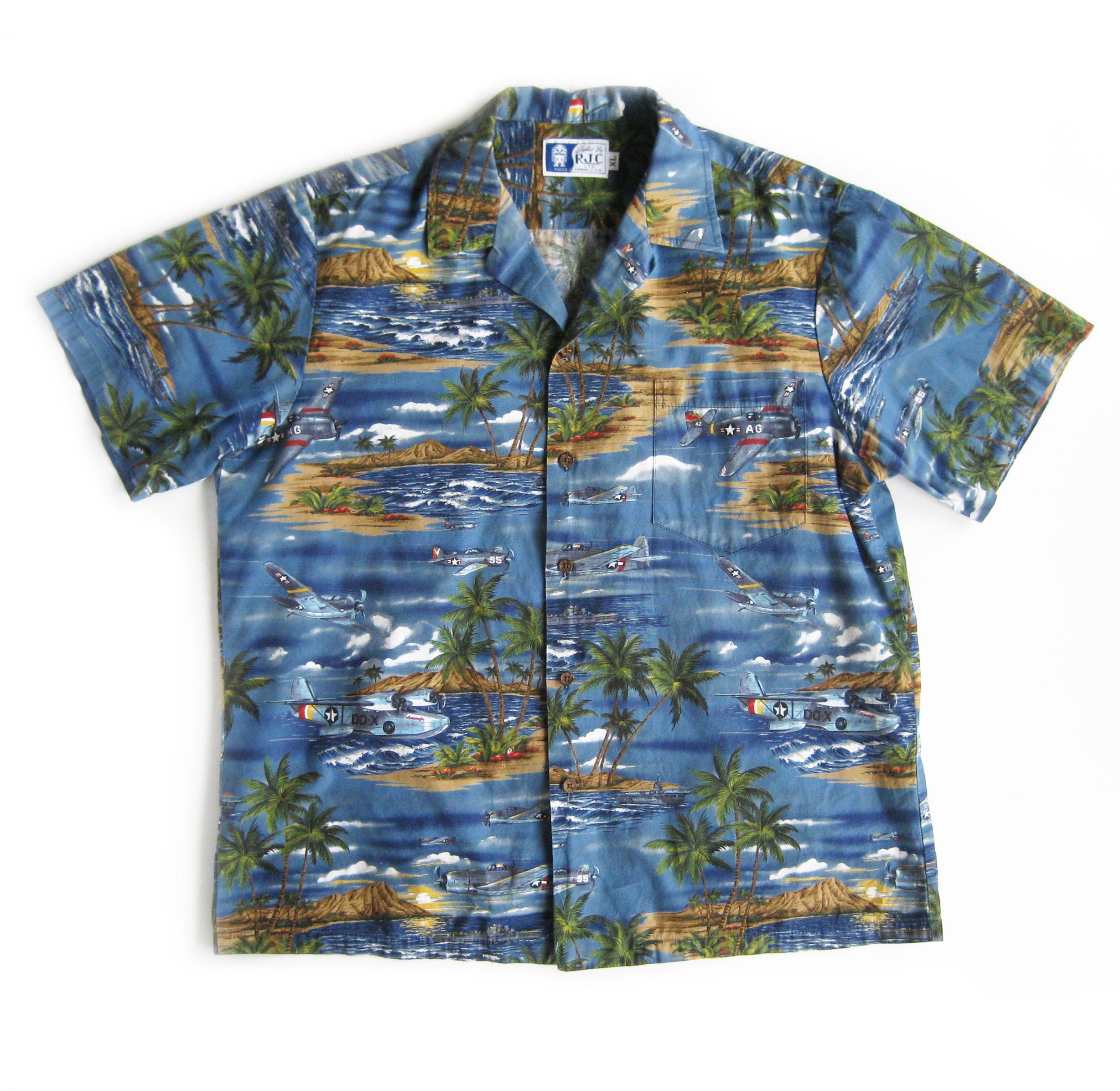 Men's Vintage Hawaiian Shirt RJC Hawaiian Shirt with | Etsy