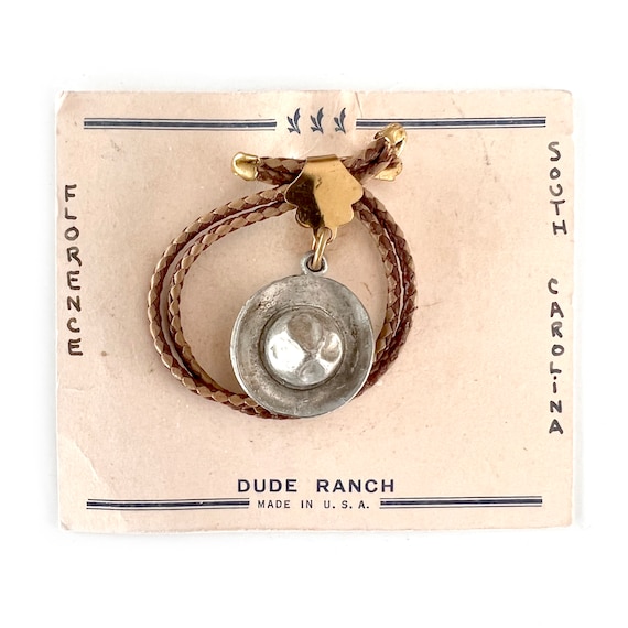 Vintage Dangle Brooch, Western Cowboy Cowgirl Hat… - image 1