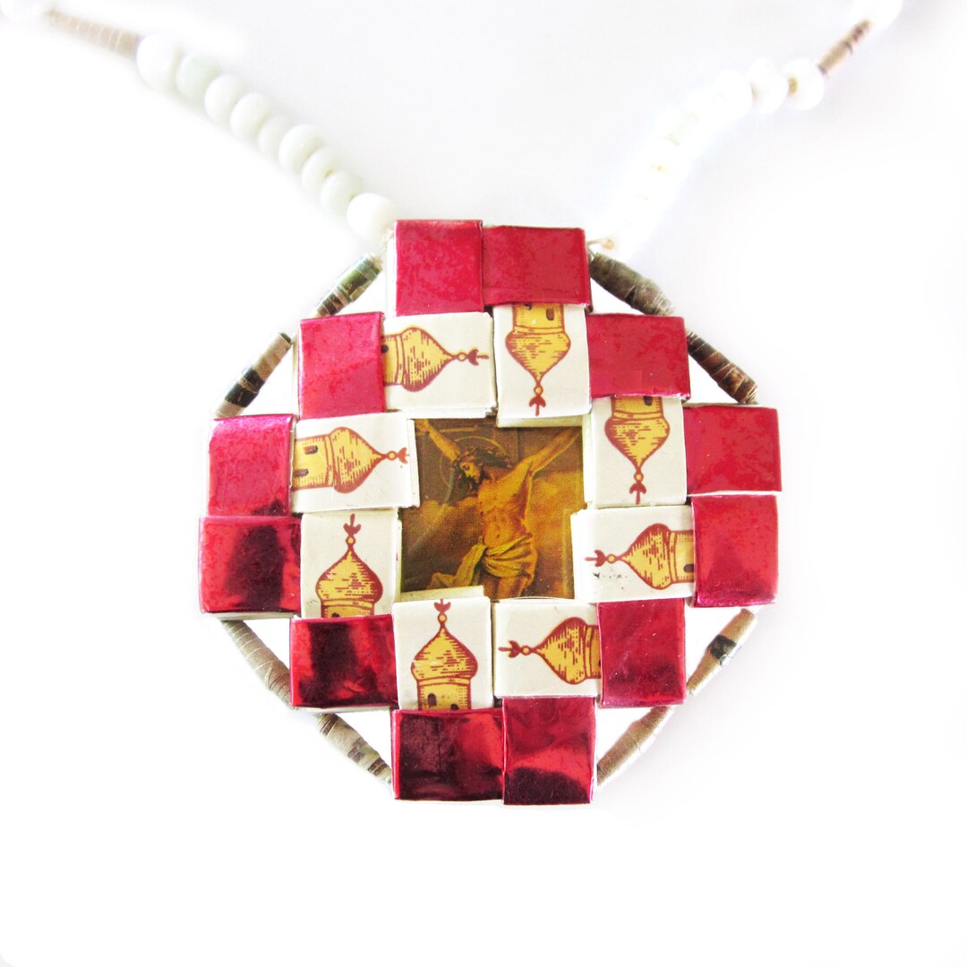 Vintage Prison Art Pendant Made From Cigarette Pack Wrappers - Etsy