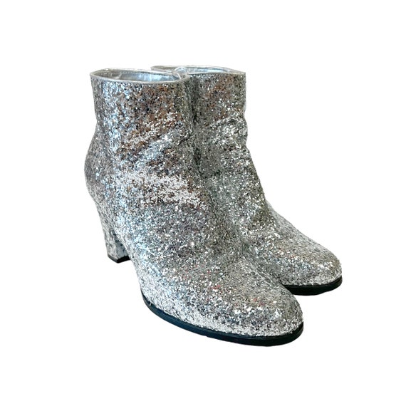 Glitter Boots, Glam Style Ankle Boots in Silver G… - image 6