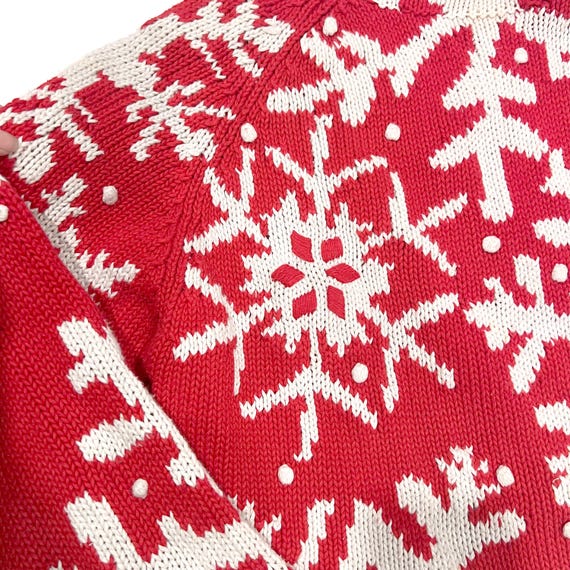 Michael Simon Red and White Snowflake Pullover Sw… - image 4