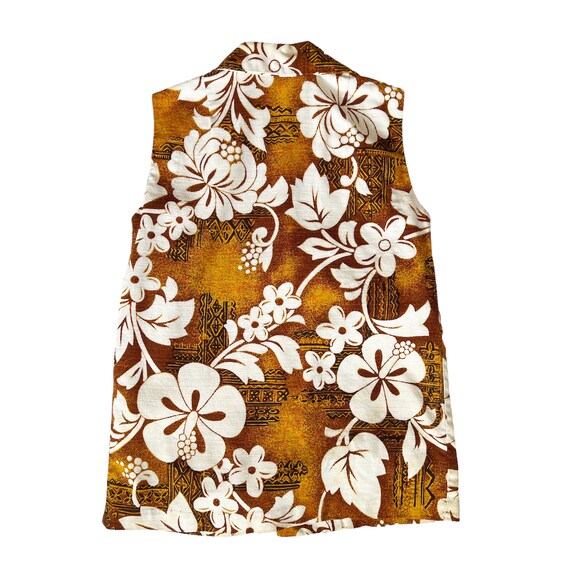 Barkcloth Royal Hawaiian Shirt for Her, Brown and… - image 4