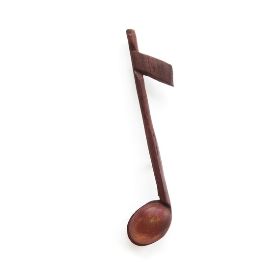 Music Note Jewelry, 1940s Vintage Carved Wood Mus… - image 2