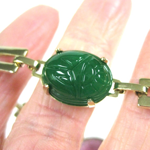 Vintage Egyptian Revival Scarab Bracelet, Prong S… - image 7