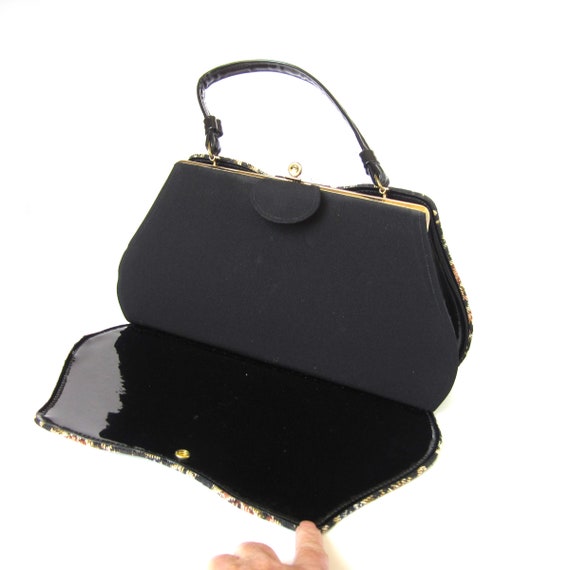 Floral Tapestry Evening Bag, Convertible Black Ba… - image 4