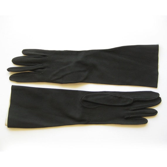 Vintage French KID Leather Brown Opera Gloves - E… - image 3