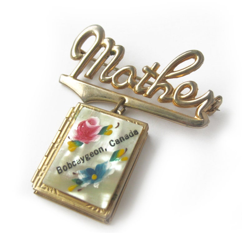 Mother Locket Brooch Mother Brag Book Canada Souvenir Shower Gift Costume Jewelry