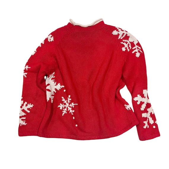 Michael Simon Red and White Snowflake Pullover Sw… - image 3