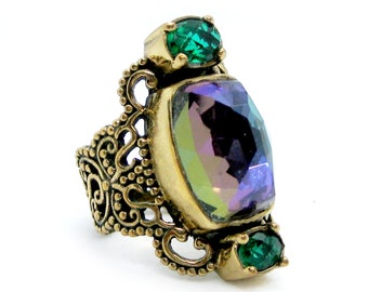 アクセサリー SELMA CRYSTAL RING Oval-Cut Amethyst & White Lab-Created Sapphire Starburst