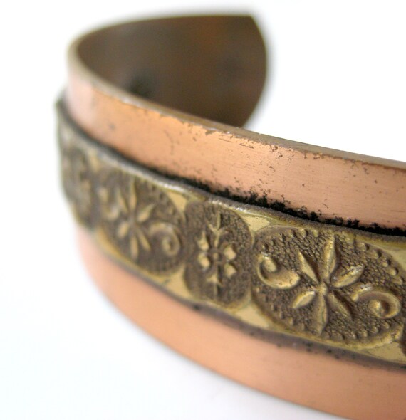 Hammered Solid Copper Cuff Bracelet, Southwest Je… - image 3