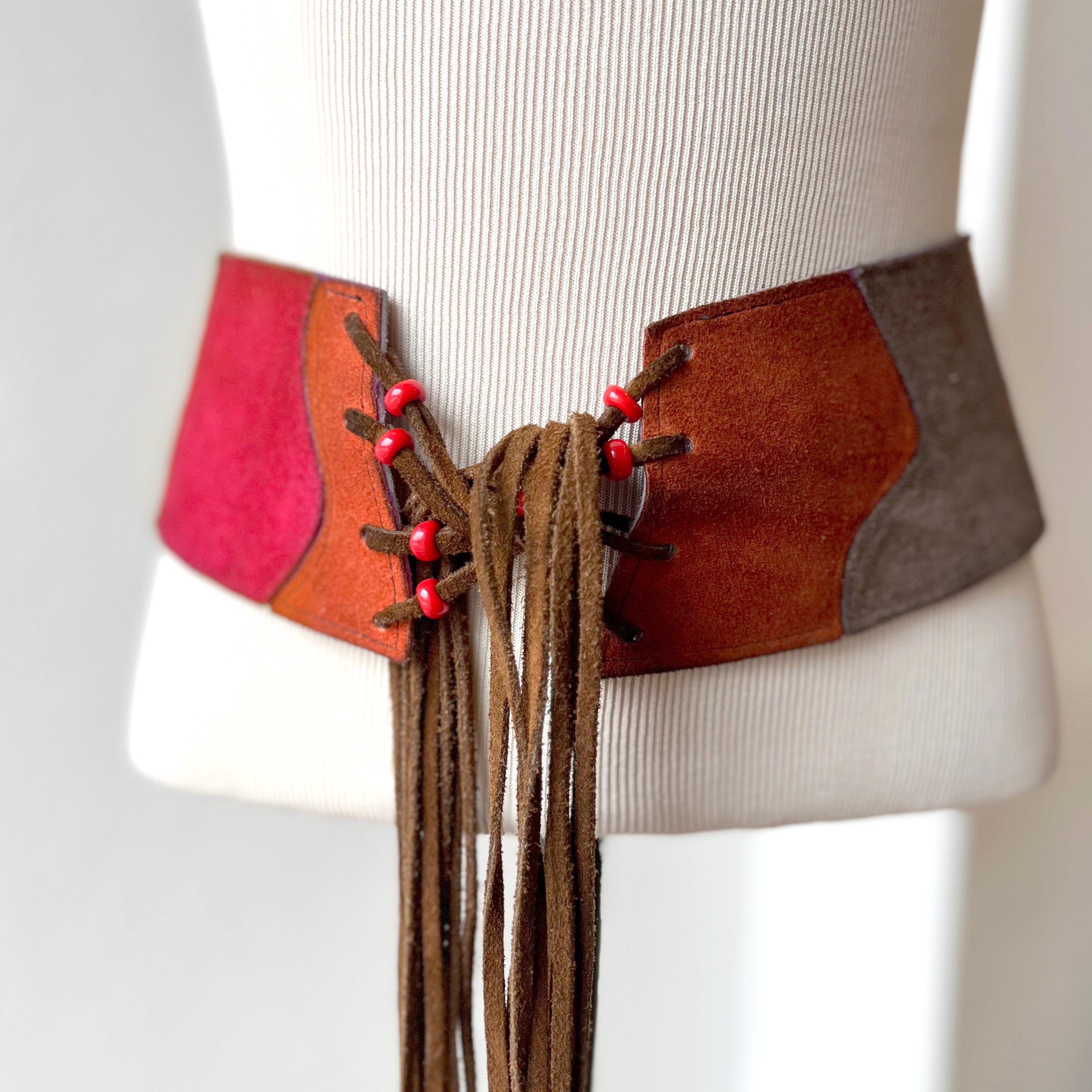Handmade Red Leather Fringe Tie Belt Boho Hippie Wrap One Size Boho Fringe Belt - Etsy main image 2