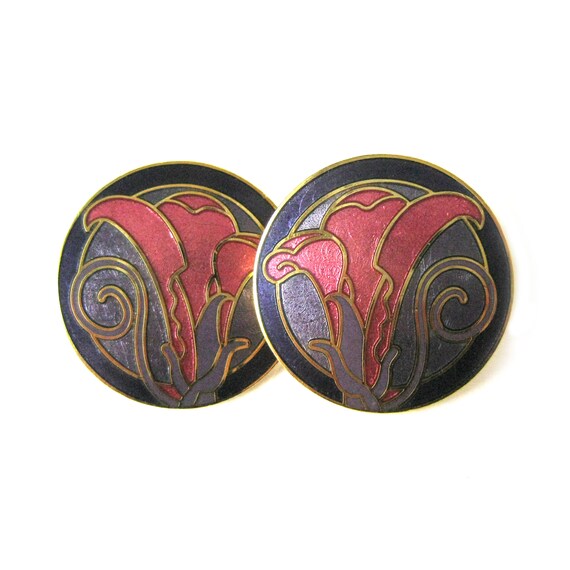 Vintage Cloisonne Enamel Earrings, Isle of Skye C… - image 3