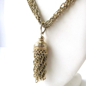 Vintage Kettenglied mit Quasten, Goldkette, klare Perlen, Geschenk für sie, Damenschmuck, klobige Kettenhalskette