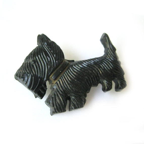 Vintage Scotty DOG Brooch, Black Westie Brooch, G… - image 2