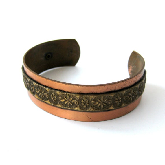 Hammered Solid Copper Cuff Bracelet, Southwest Je… - image 2