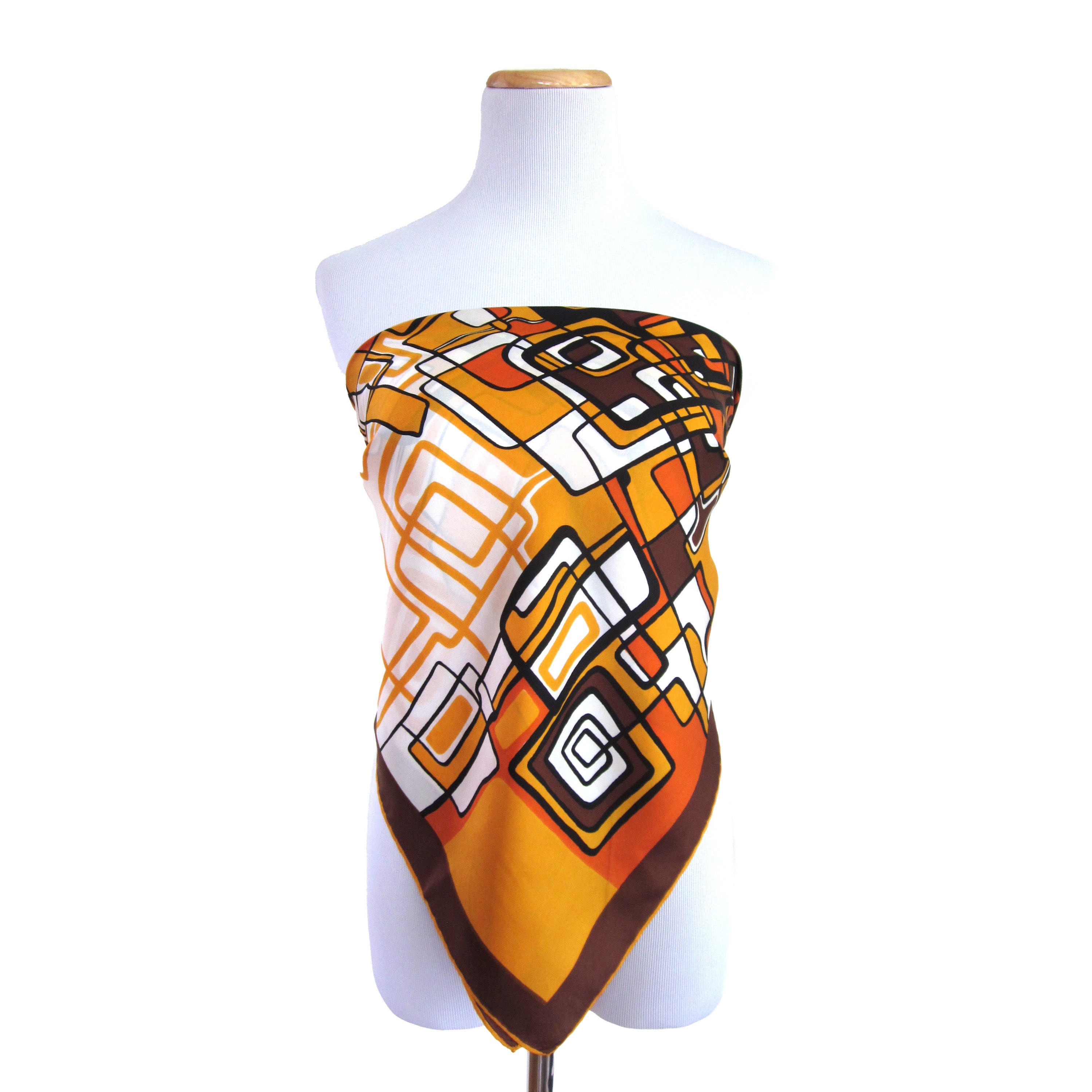 ORRxDisney☆Bambi Silk Scarf Pure Silk Scarf With Hand Rolled Hem, Mod Scarf, Geometric