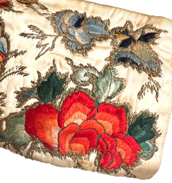 Vintage, Chinese Embroidered Silk Handbag with Be… - image 7