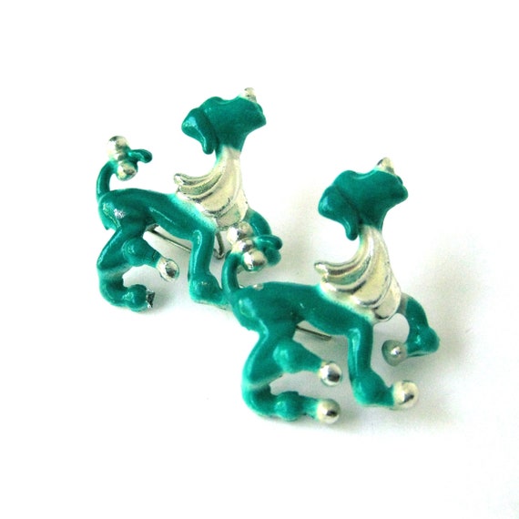 Dog Cluster Pins, Pair of Small Enamel Hounds, Sm… - image 1
