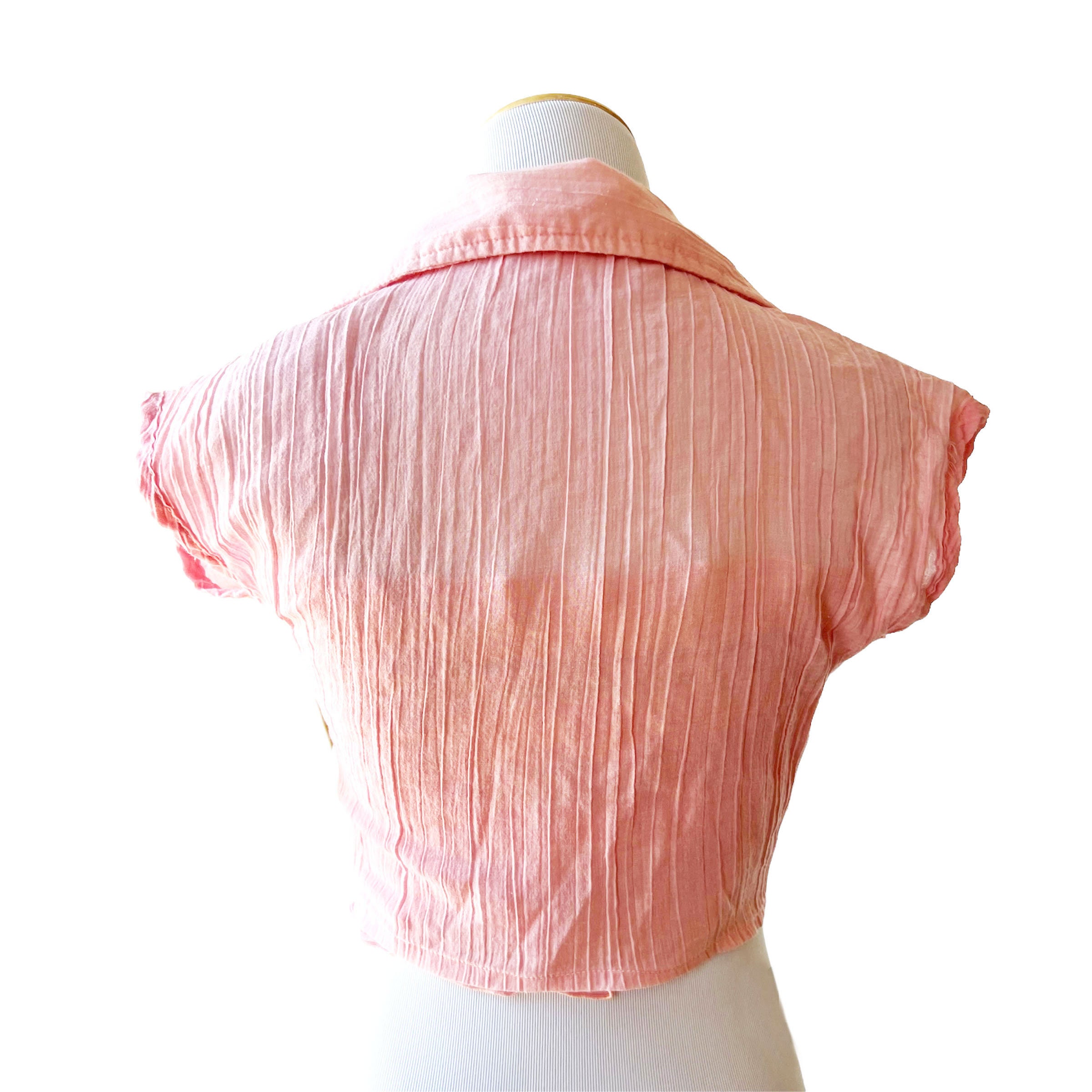 Seventies Shirred Bandeau Tube Top With Overshirt, Pink