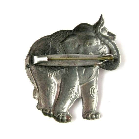 Vintage Pressed Silver ELEPHANT Brooch, Boho Styl… - image 4