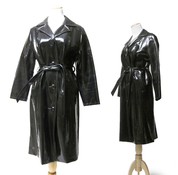 1960s Black Vintage Trench Coat, Travelcoats by Naman 1960s Black Vintage Trench Coat, Travelcoats by Naman