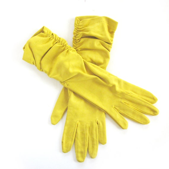 Vintage Opera Gloves, Ruched Evening Gloves in Mu… - image 2