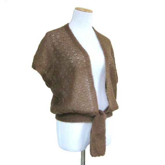 Vintage Cardigan, Loose Knit Vest with Tie Waist,… - image 2