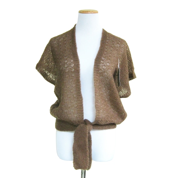 Vintage Cardigan, Loose Knit Vest with Tie Waist,… - image 1