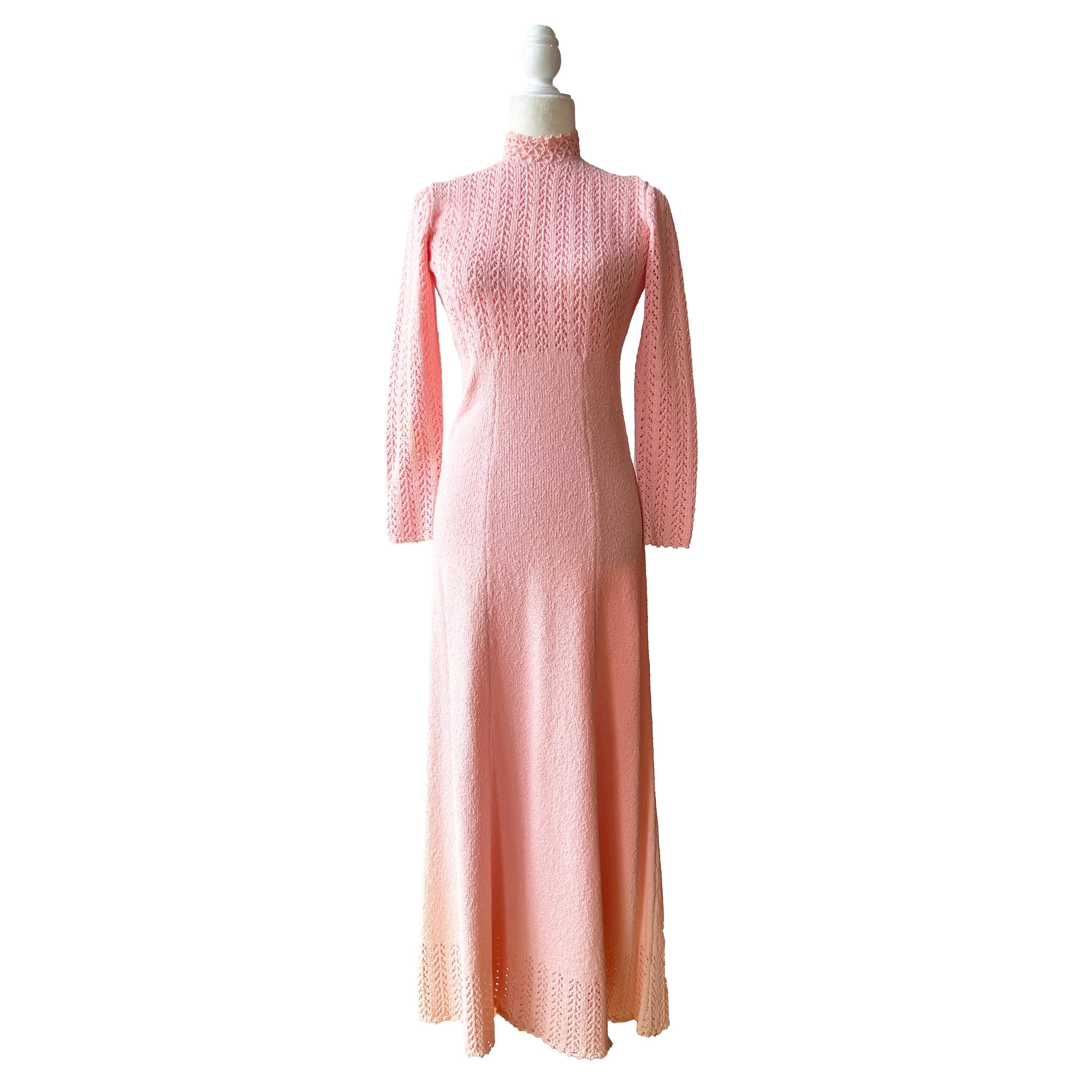 【PORTERNA】Ale knit long one piece Women See Through Knit Long Dress Long Sleeve Crochet Maxi