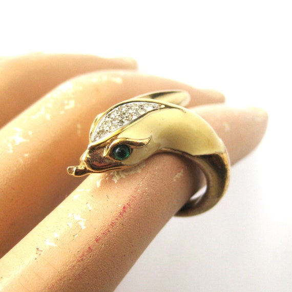 Cobra Ring, Enamel and Faux Diamond Sterling Ring… - image 4