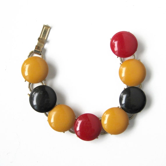 Vintage Bakelite Link Bracelet, Tri-color Bakelit… - image 5