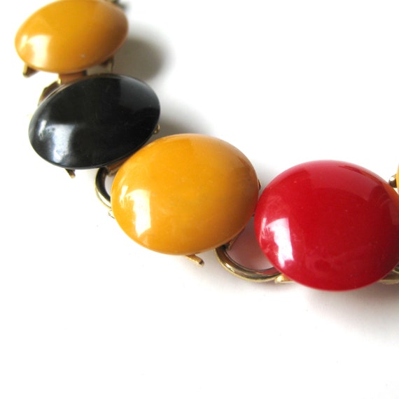 Vintage Bakelite Link Bracelet, Tri-color Bakelit… - image 4