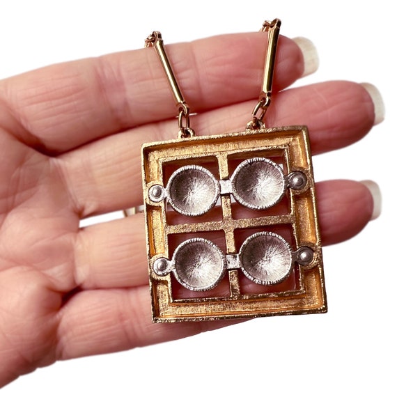 Modernist Mixed Metals Pendant, Geometric Design … - image 5