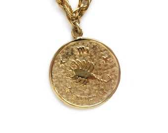 Vintage SCORPIO Pendant, Zodiac Jewelry, Gold Tone Necklace, October - November Birthday, Sara Coventry Astrological Jewelry