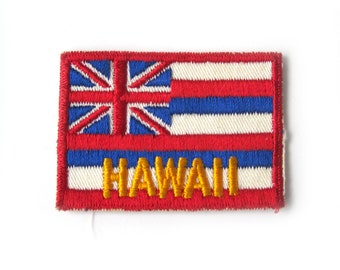 HAWAII Flag Patch, Patriotic Patch, Vintage Embroidered Patch with the Hawaiian State Flag, United States, Red White and Blue