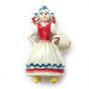 Vintage Celluloid  Dutch Girl Figural Novelty Brooch Pin, 1940s Pin, Forties Novelty Brooch, Holland, Traditional Dutch Dress