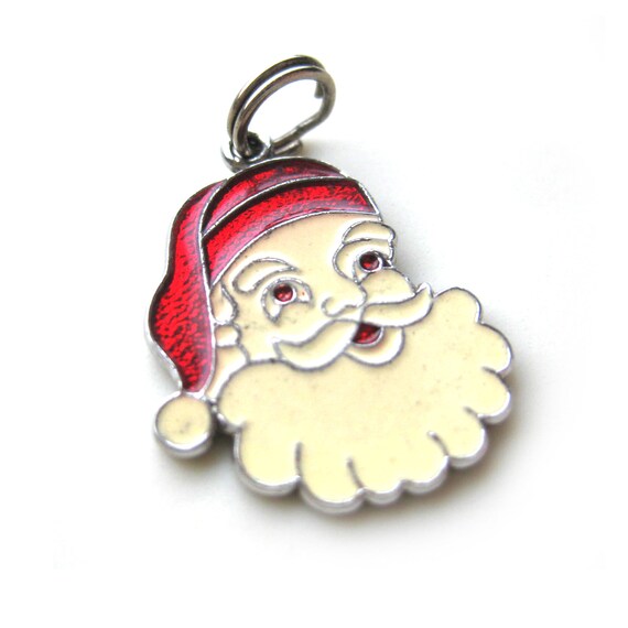 Enamel and Sterling Silver Santa Claus Charm Pend… - image 2