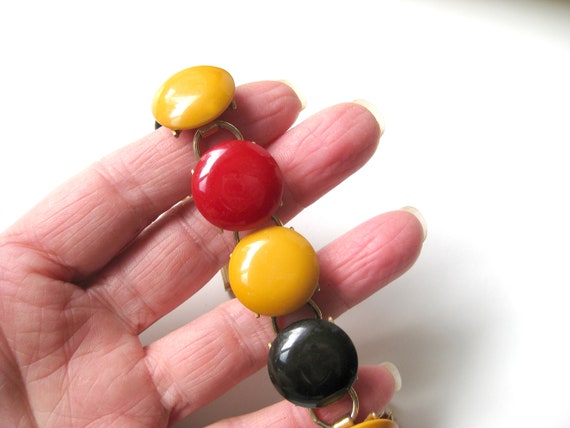 Vintage Bakelite Link Bracelet, Tri-color Bakelit… - image 8