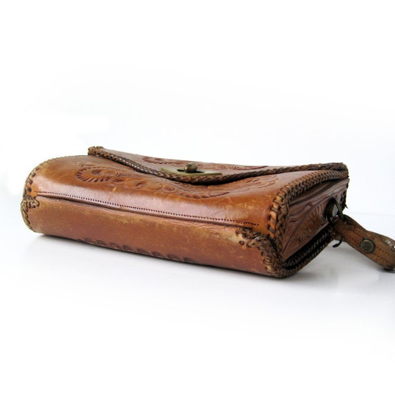 Vintage Tooled Leather Bag, Hand-tooled Western S… - image 8