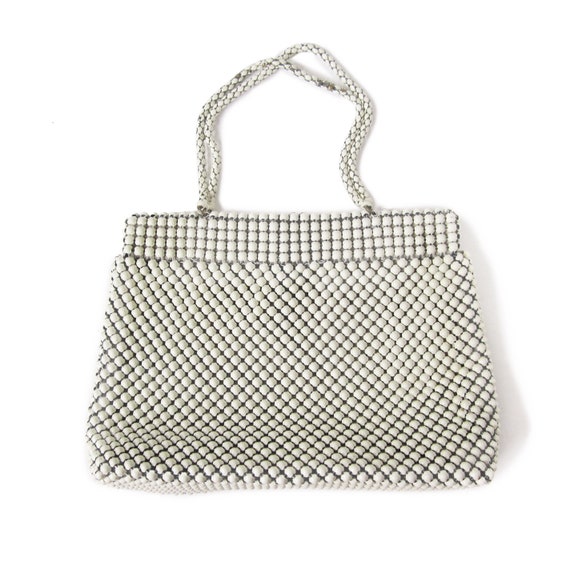 1960s Vintage Whiting and Davis Mesh Bag Purse, Ivory… - Gem