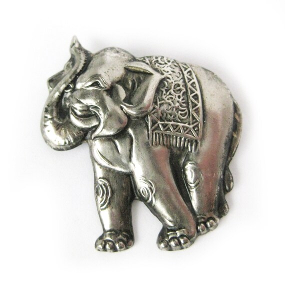 Vintage Pressed Silver ELEPHANT Brooch, Boho Styl… - image 7