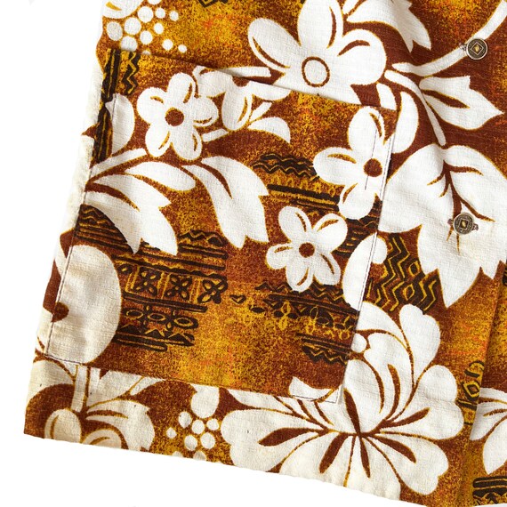 Barkcloth Royal Hawaiian Shirt for Her, Brown and… - image 7
