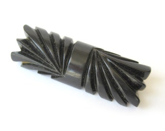 Carved Black Bakelite Brooch, Art Deco Brown Black Bakelite Brooch Pin, Vintage Bakelite Jewelry, Rare Collectible Jewelry Pin