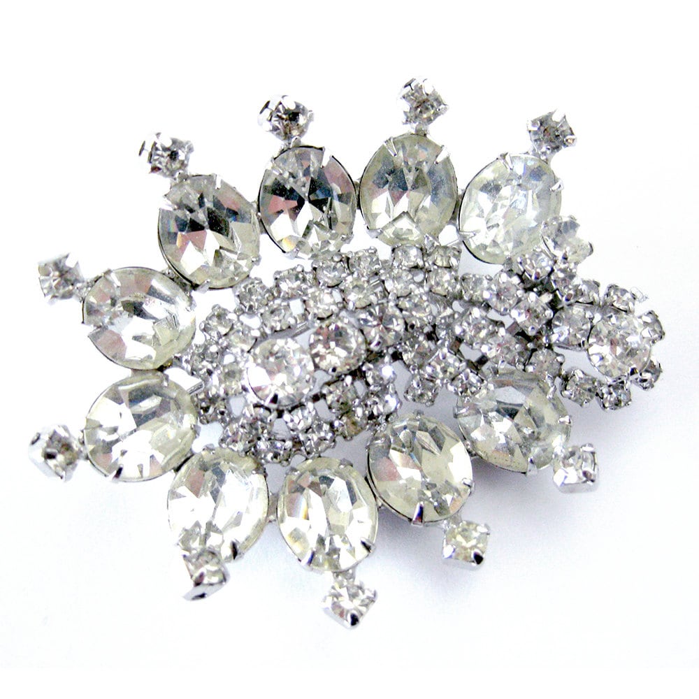 Vintage Kramer of New York Brooch, Emerald Cut, Round