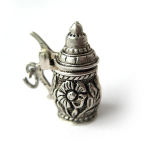 Vintage Beer Stein Charm, Mechanical Charm, Bracelet Charm, Moveable German Octoberfest Tankard, Gift for Her, Tourist Souvenir / 800 Silver